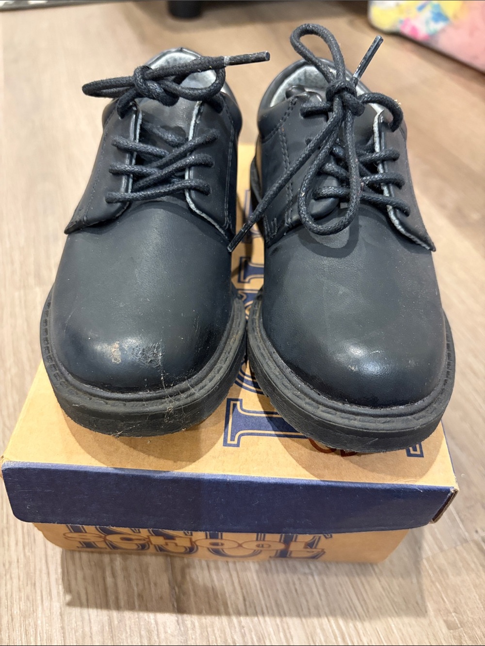 School Issue Black Kids Lace-Up Dress Shoes